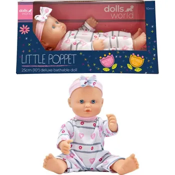 Panenka Dolls World - Koupací panenka Klárka 25 cm s odnímatelným oblečkem a čelenkou