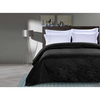 Přehoz na lůžko Černý přehoz na postel STONE 200 x 220 cm