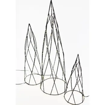 Vánoční světelná dekorace Sada kovových pyramid, 154 LED, teplá bílá