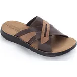 Pánské pantofle se skříženými pásky hnědé vel. 41