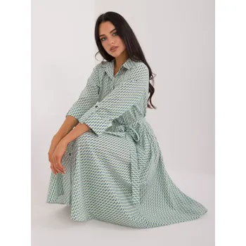 Dámské šaty Elegantní košilové šaty s jemným potiskem Italy Fashion bílozelené EU velikost: S/M