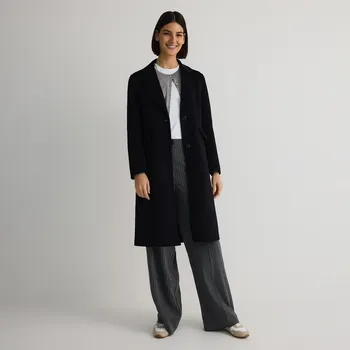 Reserved - Flaušový kabát s vlnou - tmavomodrá - YH586-59X - YH586-59X-L