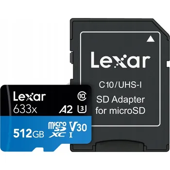 Paměťová karta Lexar microSDXC 633x UHS-I/A2/U3/10 R100/W45MB (V30) 512GB