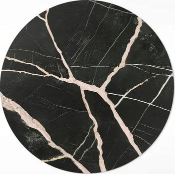 Koberec Kulatý Koberec Vinyl PVC průměr 150 cm Tmavý prasklý mramor glamour kontrast