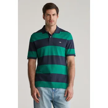 Pánské oblečení POLOKOŠILE GANT BLOCK STRIPE POLO DEEP GREEN