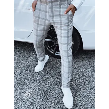 Pánské kalhoty Šedé kárované společenské kalhoty UX4405 Velikost: 32