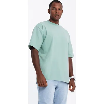 Pánské tričko Pánské bavlněné tričko LOOSE FIT s kulatým výstřihem - V1 OM-TSBC-0234 Barva: Mátová, Velikost: M