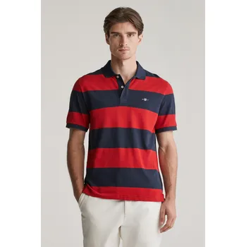 Pánská košile POLOKOŠILE GANT BLOCK STRIPE POLO RUBY RED