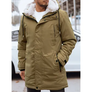 Pánský kabát Tmavě béžová teplá pánská parka TX4602 Velikost: 2XL