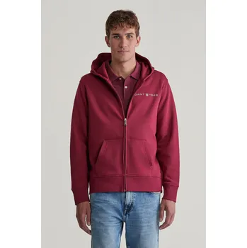 Pánská móda MIKINA GANT PRINTED GRAPHIC FULL ZIP HOODIE RICH WINE