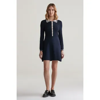 Dámské šaty ŠATY GANT CONTRAST RIBBED KNITTED DRESS EVENING BLUE