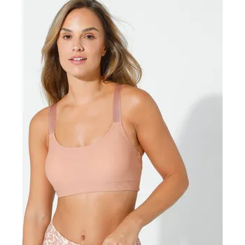 Dámské sako Sportovní jednobarevná bolerková podprsenka z mikrovlákna, bez kostic oříšková 80B