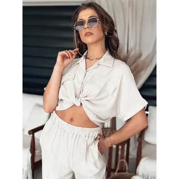 Dámská košile Smetanová crop košile GRITAN DY0431 Velikost: ONE SIZE