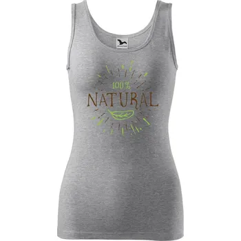 DOBRÝ TRIKO Dámské tílko s potiskem 100% natural Velikost: 2XL, Barva: Tmavě šedý melír