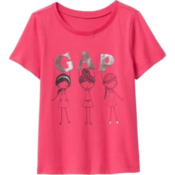 Dívčí tričko GAP V-FRCH 4YRS Růžová, Stříbrná, Černá