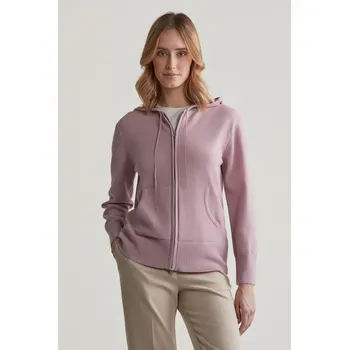 Dámský svetr SVETR GANT SUPERFINE LAMBSWOOL ZIP HOODIE DUSTY PINK