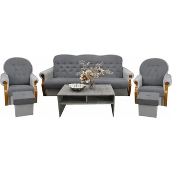 Obývací stěna Sedací souprava Petra 3F+1+1+2T tmavě šedá/světle šedá