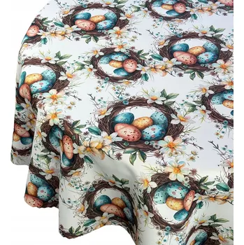 ubrus Ubrus Odolný proti skvrnám Velikonoce Věnce Barevná Vajíčka Kulatý prům. 140 cm