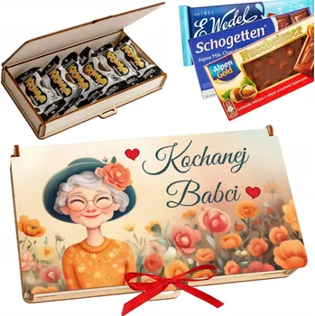 Obraz Dárek pro babičku, krabička na čokoládu, dárek k svátku babičky, eko dárek