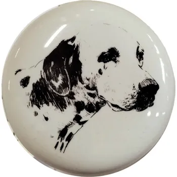 Dveřní kování Nábytková keramická úchytka s dalmatinem – 4x2 cm