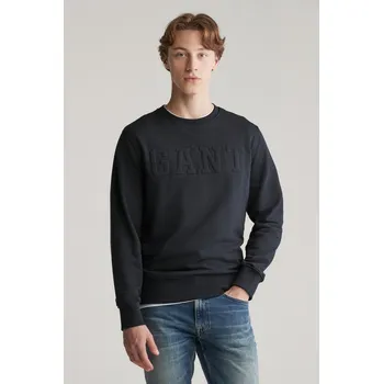 Pánská mikina MIKINA GANT EMBOSSED C-NECK SWEAT BLACK
