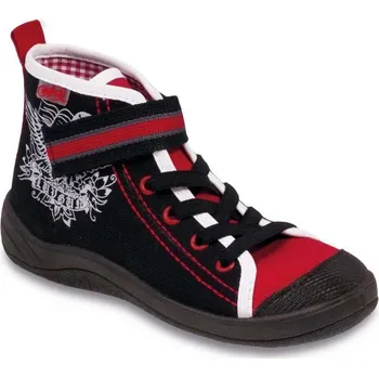 Dívčí bačkory Tenisky plátěnky kecky Befado Tim 268Y008 kotníkové černočervené velikost: 32