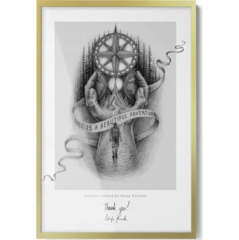 Obraz Úhledný zlatý rámeček 20 x 30 cm pro fotografování plakátů diplomů na vertikální úrovni