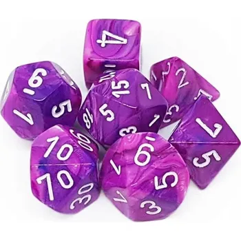 Příslušenství k deskovým hrám RPG kostky 7 ks Chessex Festive Violet white