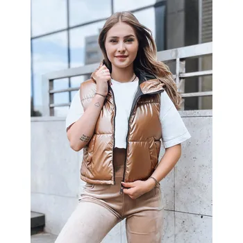 Hnědá prošívaná kratší vesta ASHE TY3778 Velikost: L