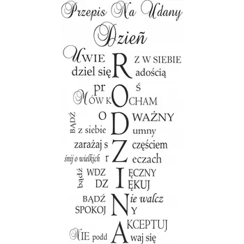 Obraz Inspirativní nápis na zeď do obývacího pokoje Recept na dobrý den Rodina 50x100