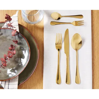 Příbor Sada příborů 30 kusů zlatá stylová sada do kuchyně jídelny pro 6 osob rodinná sada nádobí Beliani