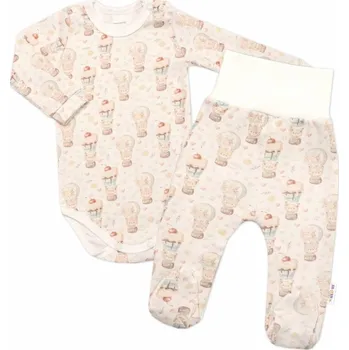 Kojenecká souprava 2-dílná sada body zap. u krku + polodupačky, Baby Nellys, Sweet Candy - krémová 56 (0-3m)