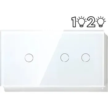 vypínač SKLENĚNÝ PANEL PRO DOTYKOVÉ MODULY RÁMEČEK DVOJITÝ 3G (1G+2G) BÍLÝ