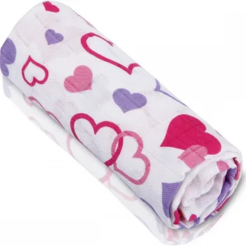 T-TOMI BIO Bambusová osuška Hearts/Srdce, 90 x 100 cm