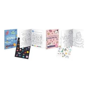 Set školních potřeb Kolorowanka A4/16K z naklejkami kosmos,księżniczki