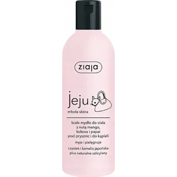 Sprchový gel Ziaja Jeju pro mladou pleť, bílý gel na tělo do sprchy a do koupele 300 ml