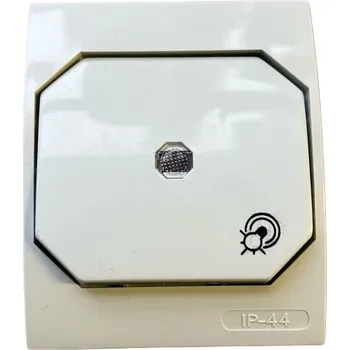 Elektrická zásuvka Tlačítko světlo s doutnavkou, bílá NILSON IP44 - doprodej