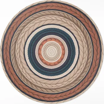 Obraz Vinylový Kulatý Koberec do domu fi 50 cm Pletený provázek v zemitých barvách
