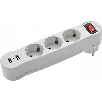 Elektrická zásuvka Elektrická Zásuvka, USB rozbočka Lencent bílý 5 v 1, 3 AC, 2x USB