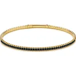 Luxusní flexi tenisový náramek s černými brilianty KU1749B + dárkové balení LUXUS zdarma