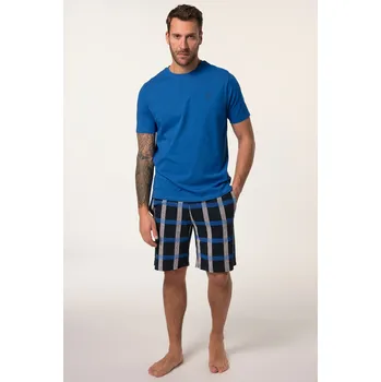 Pánské pyžamo JP1880, Plus size Pyžamo JP1880, kolekce domácího oblečení, tričko, kostkované šortky, do 8XL pro plnoštíhlé nadměrná velikost, 837700756-1459, modrý, XL, Plus size oblečení, Oblečení pro vysoké muže, Nadměrné velikosti, Oblečení pro plnoštíhlé.