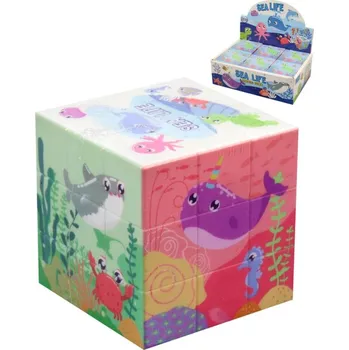 Hlavolam Hra kostka magická zvířátka vodní svět obrázková skládací hlavolam plast