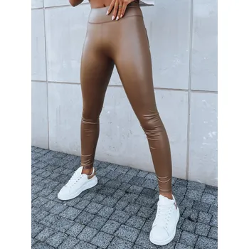 Dámské legíny Hnědé koženkové legíny FIRT UY1625 Velikost: 2XL