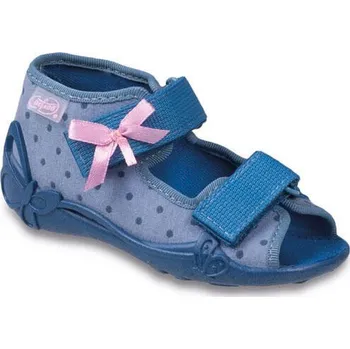 Dívčí bačkory Bačkůrky papučky sandálky Befado Papi 242P047 modré s mašličkou velikost: 18