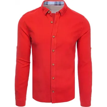 Pánská košile Červená košile s dlouhým rukávem DX2266 Velikost: L