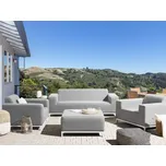 Zahradní sedací souprava Světle šedé látkové čalounění Bílé hliníkové nohy taburet 5místná venkovní odolná proti povětrnostním vlivům Beliani