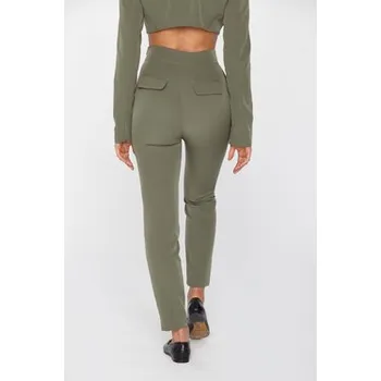 MANDRAGORA Kalhoty z materiálu feminity Zelená Slim Fit XS