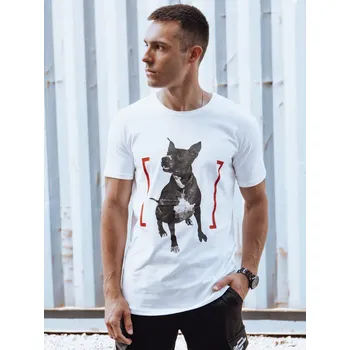 Pánské tričko Bílé tričko s potiskem psa RX5608 Velikost: XL