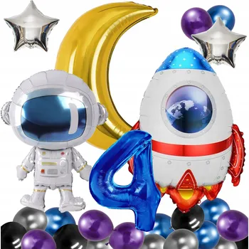 Balónek BALÓNKY k narozeninám 4 ROKY KOSMOS RAKETA ASTRONAUT
