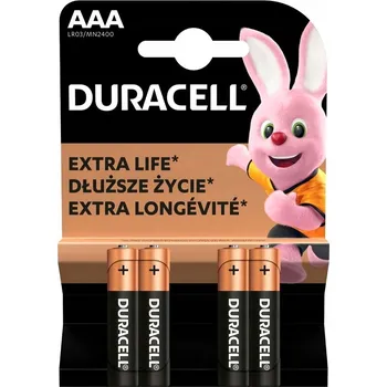 Článková baterie Alkalická baterie Duracell AAA (R3) 4 ks